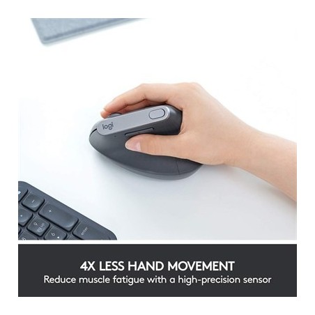 Logitech MX Vertical Mouse 4000 DPI, Bluetooth/Radio Frequency, USB-C, Optical, 4 Buttons, Graphite 2 imsaal.pk