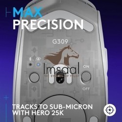 Logitech G309 Lightspeed Wireless Gaming Mouse, Lightweight, LIGHTFORCE Switches, Hero 25K Sensor, 6 Programmable Buttons, White