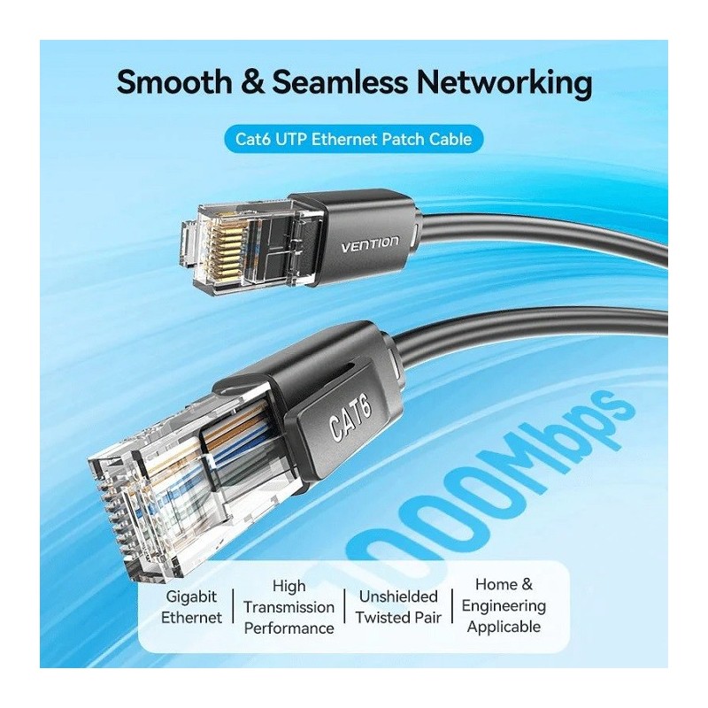 Vention Cat-6 UTP Patch Cable (2m, Black) Price in Pakistan, Karachi, Lahore, Islamabad