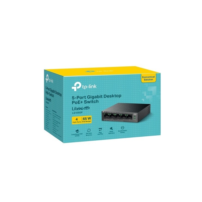 TP-Link LS105GP 5-Port Gigabit Desktop Switch with 4-Port PoE+ (65W PoE Budget) Price in Pakistan, Karachi, Lahore, Islamabad
