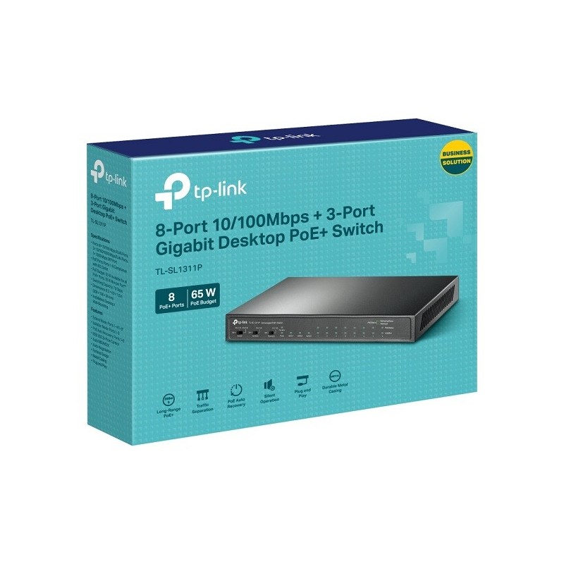 TP-Link TL-SL1311P 8-Port Fast Ethernet + 3-Port Gigabit Desktop Switch with 8-Port PoE+ Price in Pakistan, Karachi, Lahore, Isl