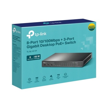 TP-Link TL-SL1311P 8-Port Fast Ethernet + 3-Port Gigabit Desktop Switch with 8-Port PoE+ Price in Pakistan, Karachi, Lahore, Isl