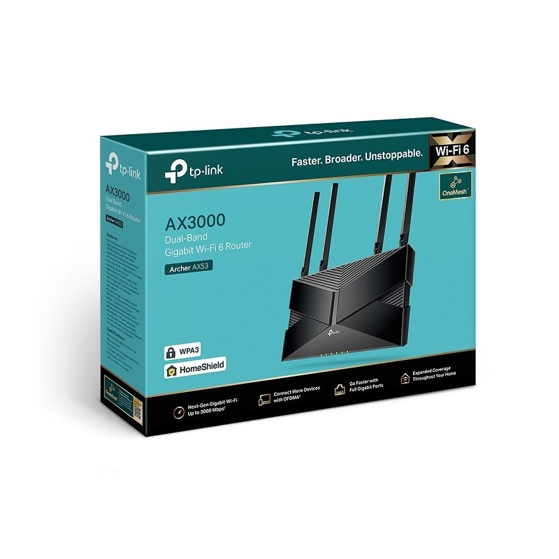 TP-Link Archer AX53 AX3000 Dual-Band Gigabit Wi-Fi 6 Router (OneMesh, WPA3, HomeShield) Price in Pakistan, Karachi, Lahore, Isla