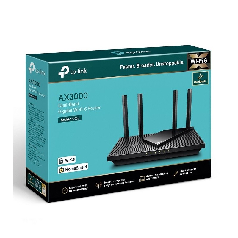 TP-Link Archer AX55 AX3000 Dual-Band Gigabit Wi-Fi 6 Router (OneMesh, WPA3) Price in Pakistan, Karachi, Lahore, Islamabad